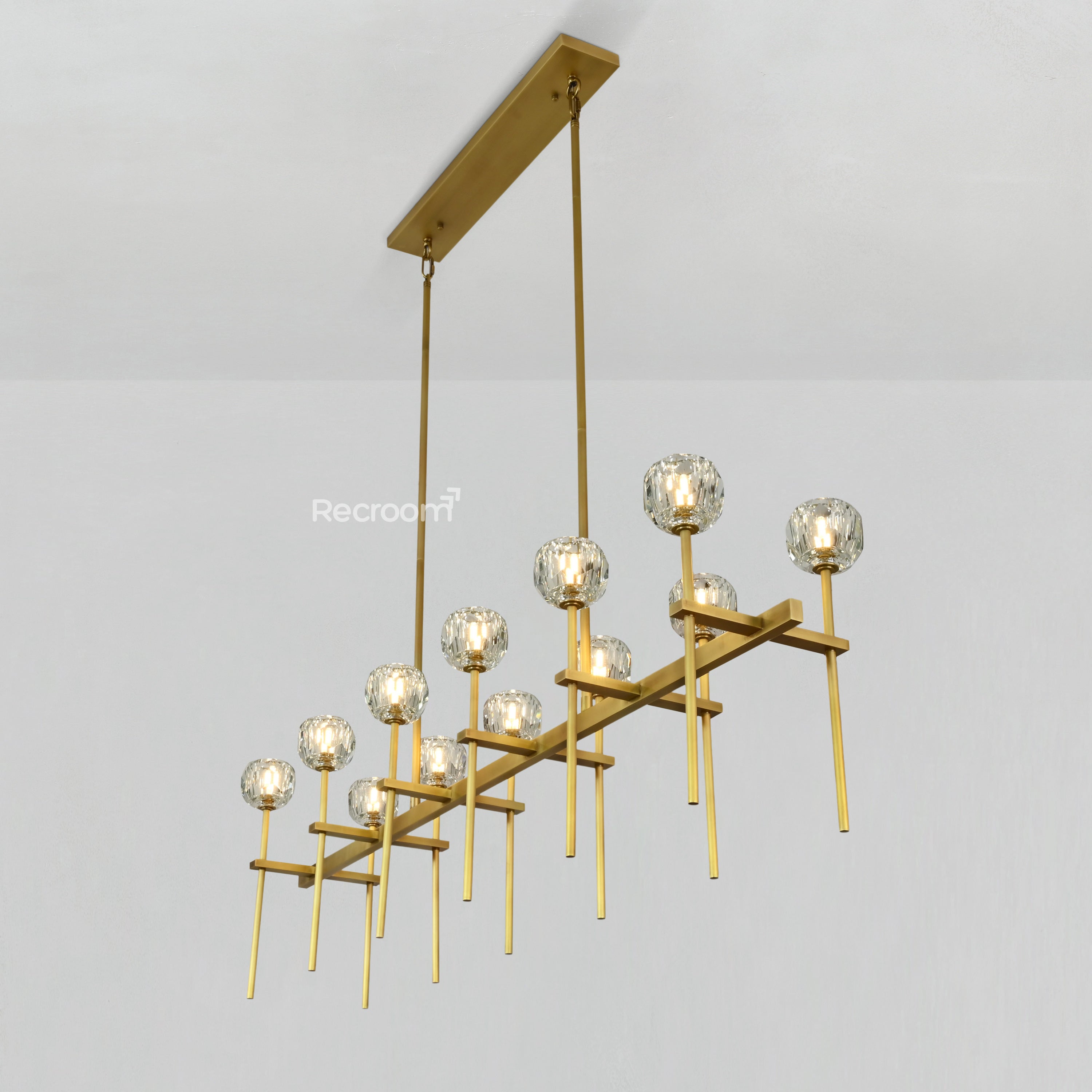 Boulew Crystal Glass Double Linear Chandelier 60" - Zonesus