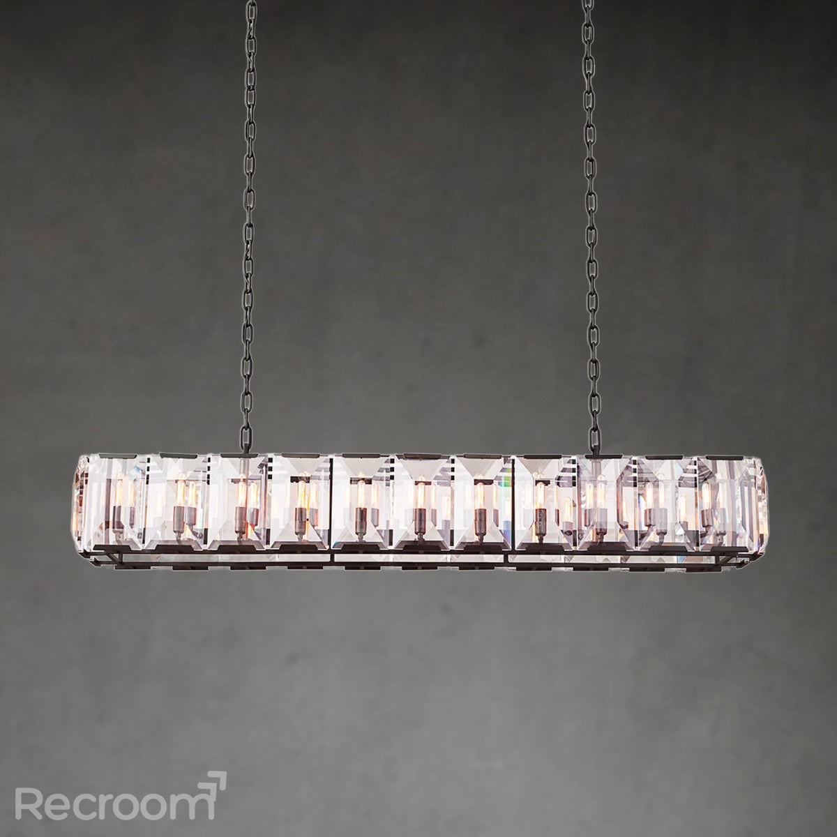 Harllow Multi Crystal Rectangular Chandelier 42“ 54” 62“ 74” - Zonesus