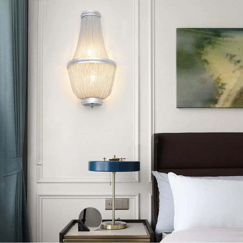 Tassel Aluminum Chain Wall Sconce In Living Room - Zonesus