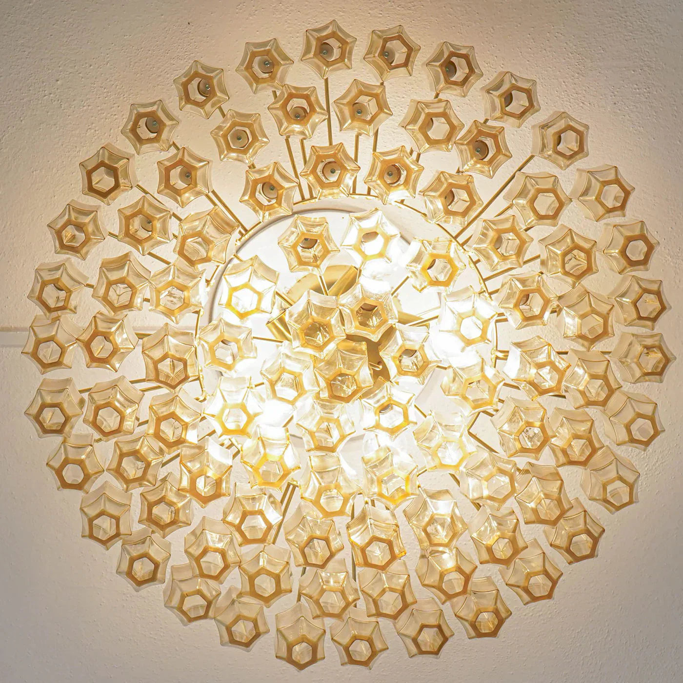 Prismatico 91 Elements Amber Compact Glass Chandelier 25" - Zonesus