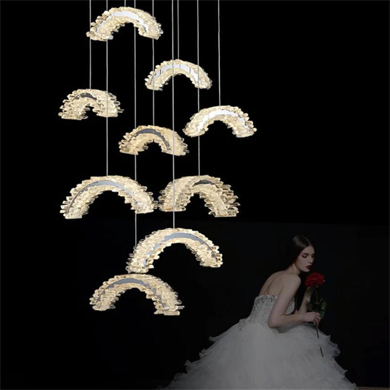Cervine Rock Crystal Staircase Chandelier - Zonesus