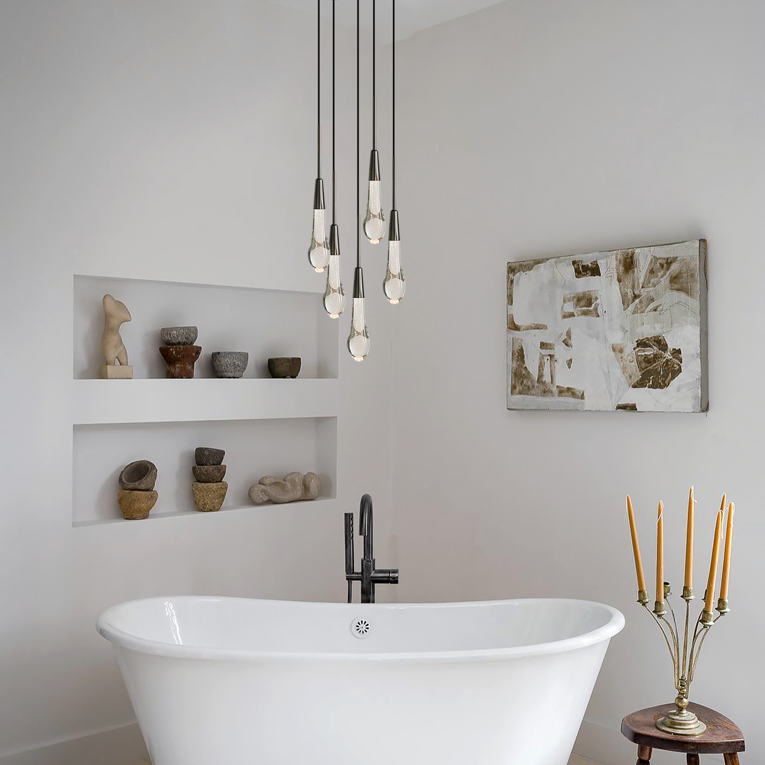 Solitaire Cluster Crystal Pendant 3 Light 5 Light 7Light - Zonesus