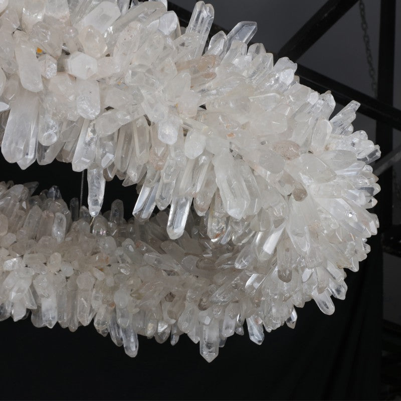 Cervine Oval Clear Geode Quartz Crystal Chandelier 47" - Zonesus