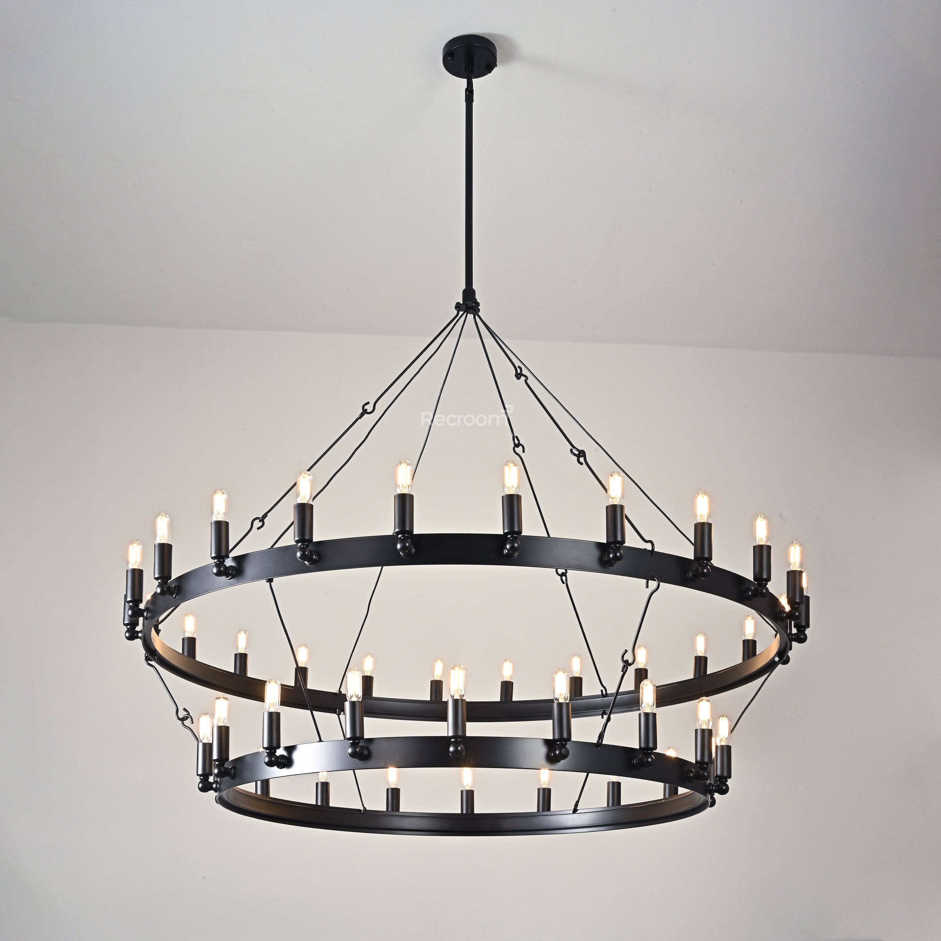 Caminon Vintage Filament Two-Tier Chandelier 50" - Zonesus