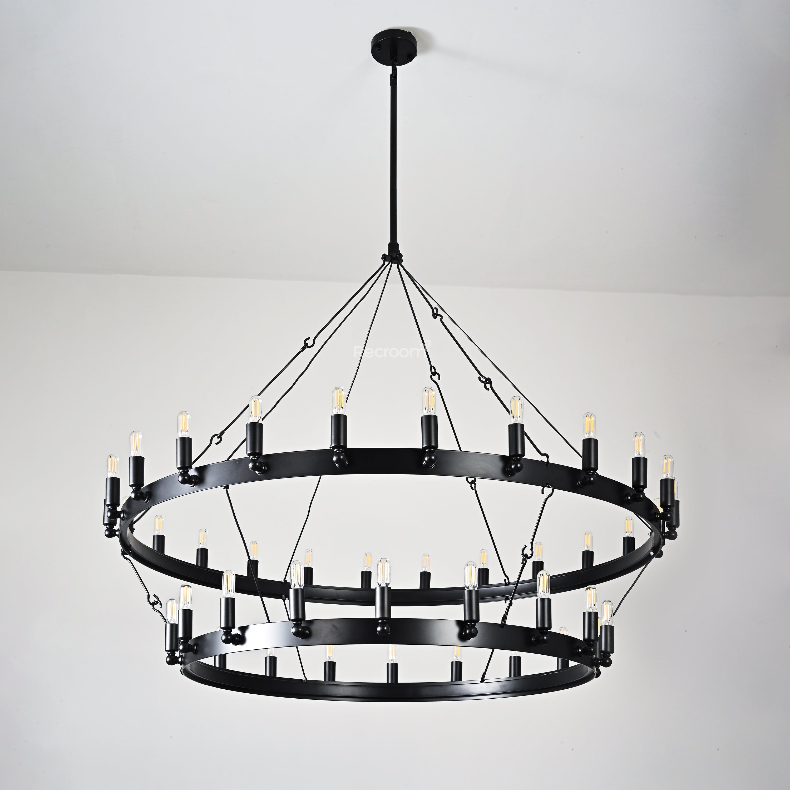 Caminon Vintage Filament Two-Tier Chandelier 50" - Zonesus