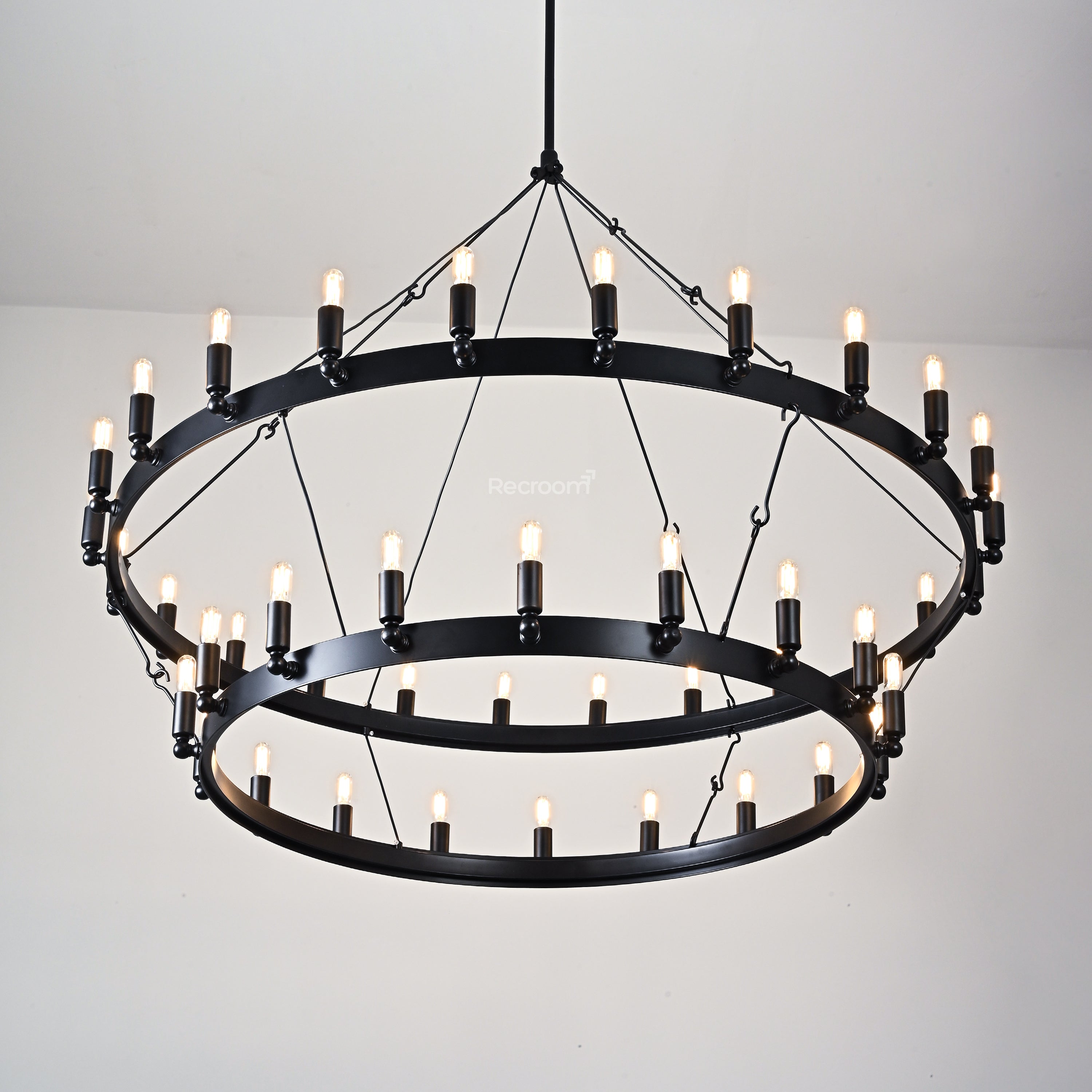 Caminon Vintage Filament Two-Tier Chandelier 50" - Zonesus