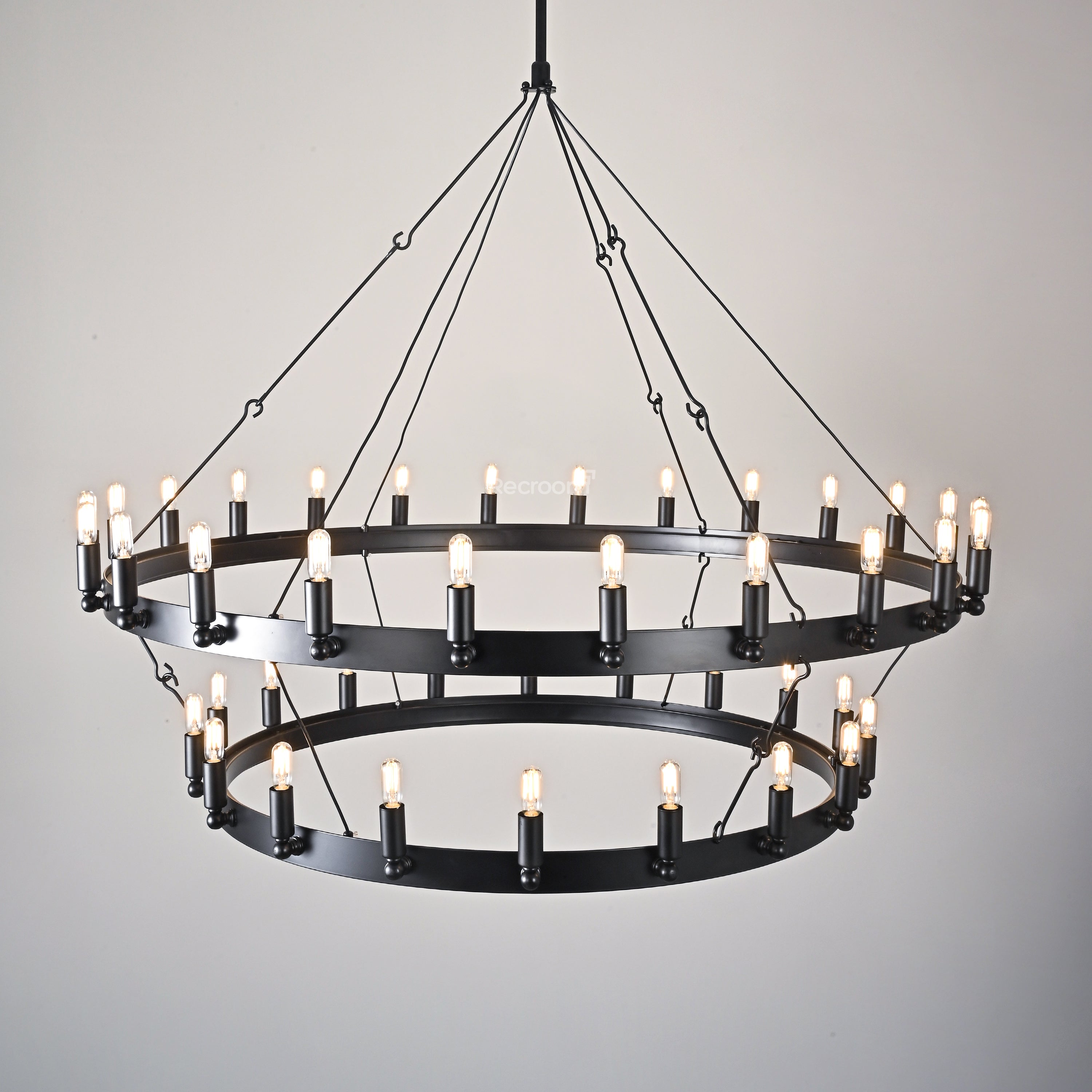 Caminon Vintage Filament Two-Tier Chandelier 50" - Zonesus