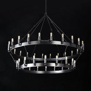 Caminon Vintage Filament Two-Tier Chandelier 50" - Zonesus