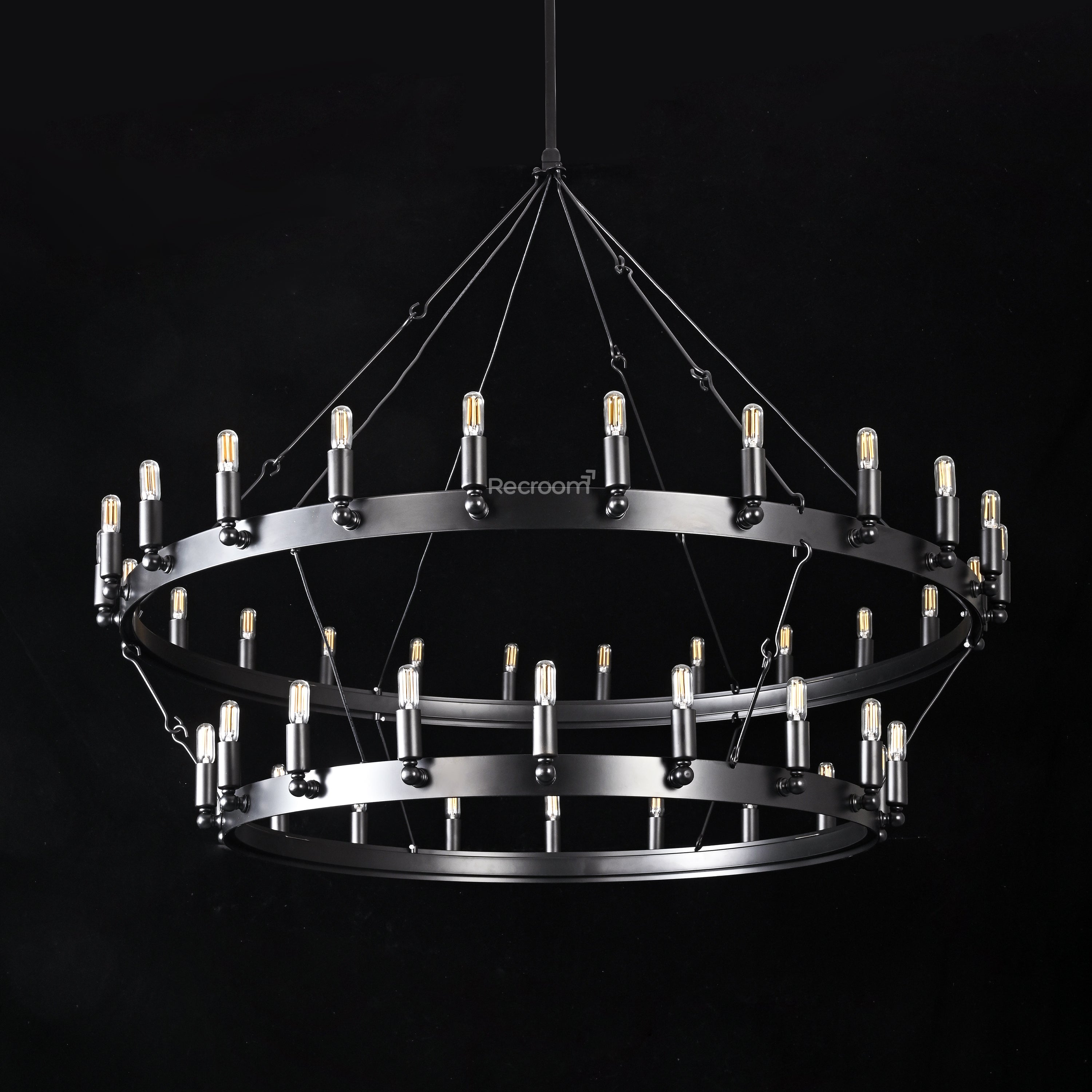 Caminon Vintage Filament Two-Tier Chandelier 50" - Zonesus