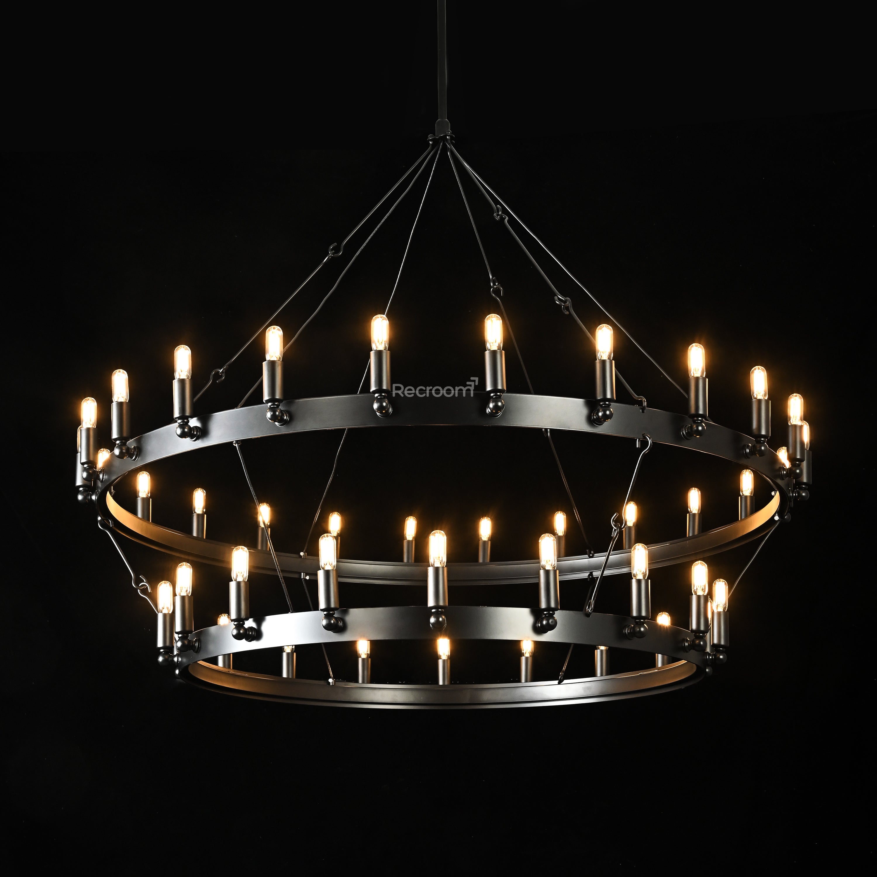 Caminon Vintage Filament Two-Tier Chandelier 50" - Zonesus