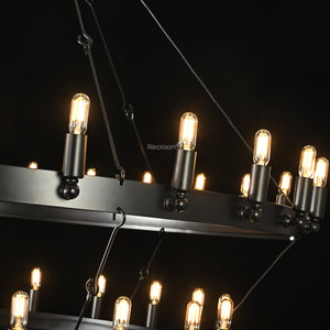 Caminon Vintage Filament Two-Tier Chandelier 50" - Zonesus