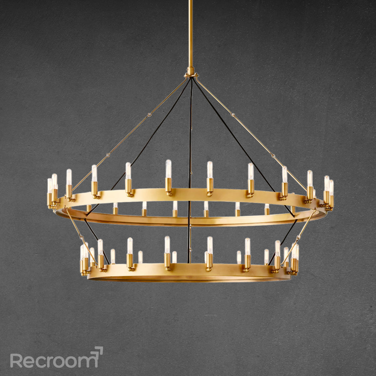 Caminon Vintage Filament Two-Tier Chandelier 50" - Zonesus