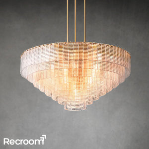Sirena Clear Glass Round Chandelier 52" - Zonesus