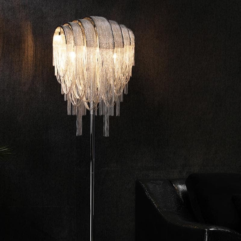 Alisa Luxury Hardware Aluminum Chain Tassel Floor Lamp - Zonesus