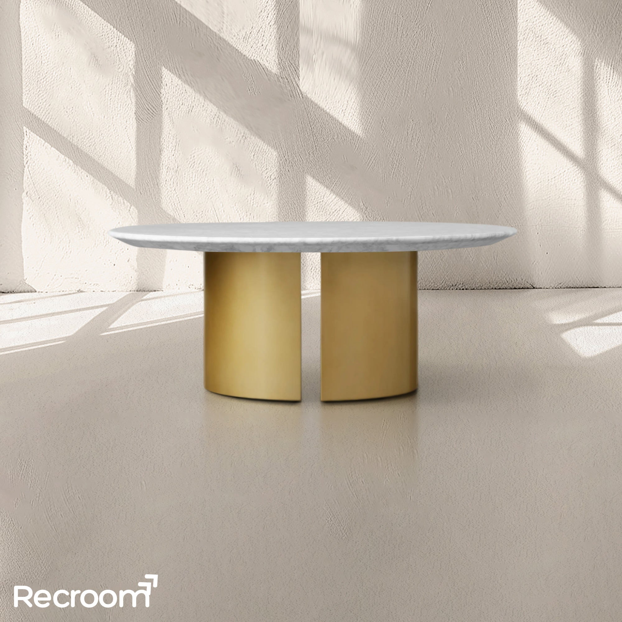 San Germani Round Coffee Table with Metal Dauphine Base - Zonesus