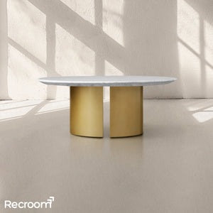 San Germani Round Coffee Table with Metal Dauphine Base - Zonesus