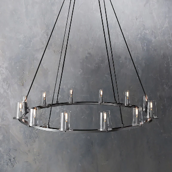 Pauillyc Clear Glass Round Chandelier 36" 48" 60" - Zonesus