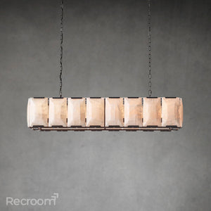 Harllow Calcite Rectangular Chandelier 54" - Zonesus