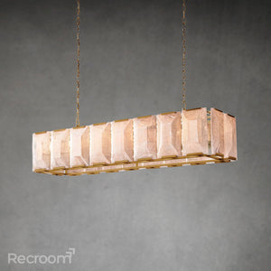 Harllow Calcite Rectangular Chandelier 54" - Zonesus