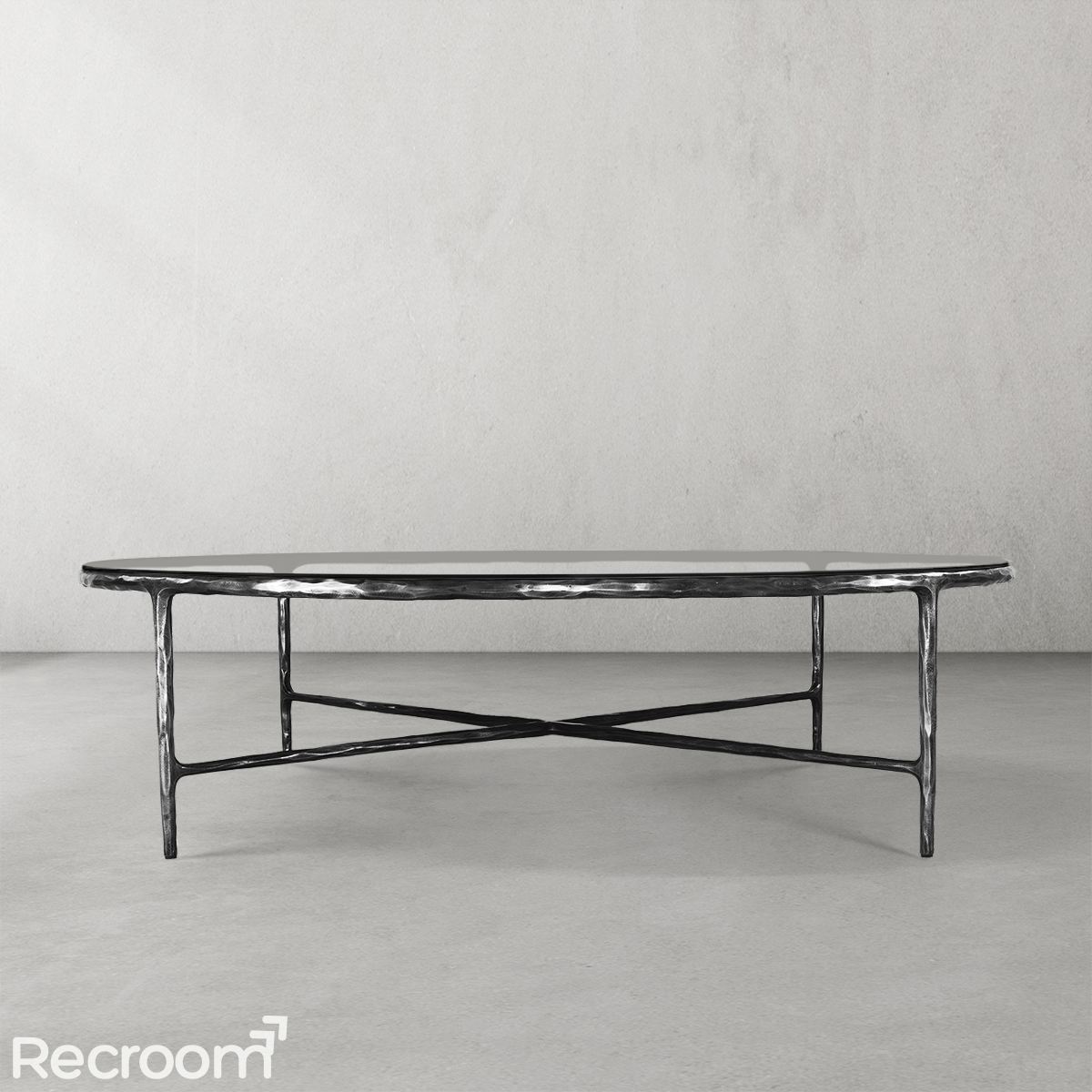 Thaddeo Glass Round Coffee Table 36" 55" - Zonesus