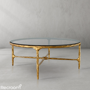 Thaddeo Glass Round Coffee Table 36" 55" - Zonesus
