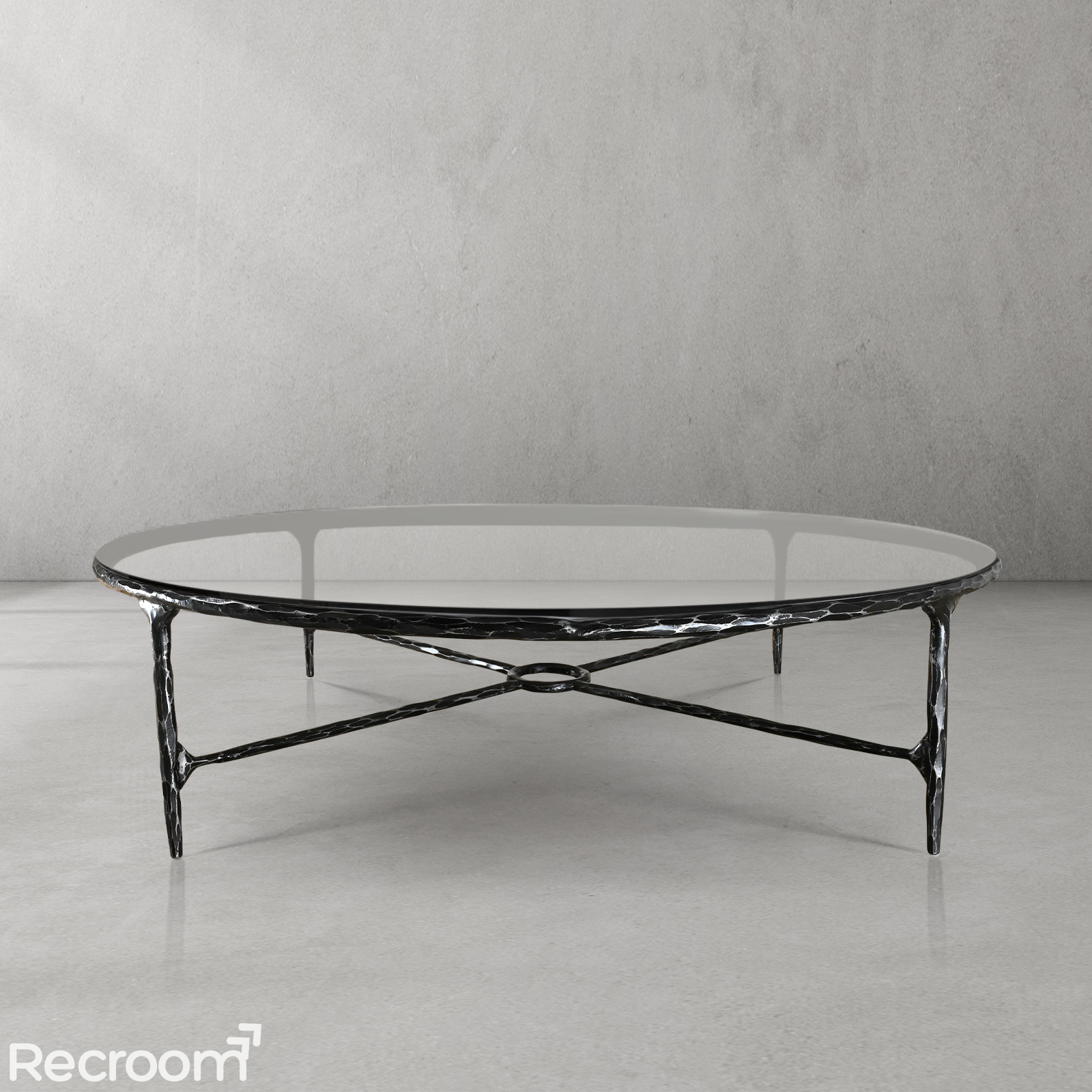 Thaddeo Glass Round Coffee Table 36" 55" - Zonesus
