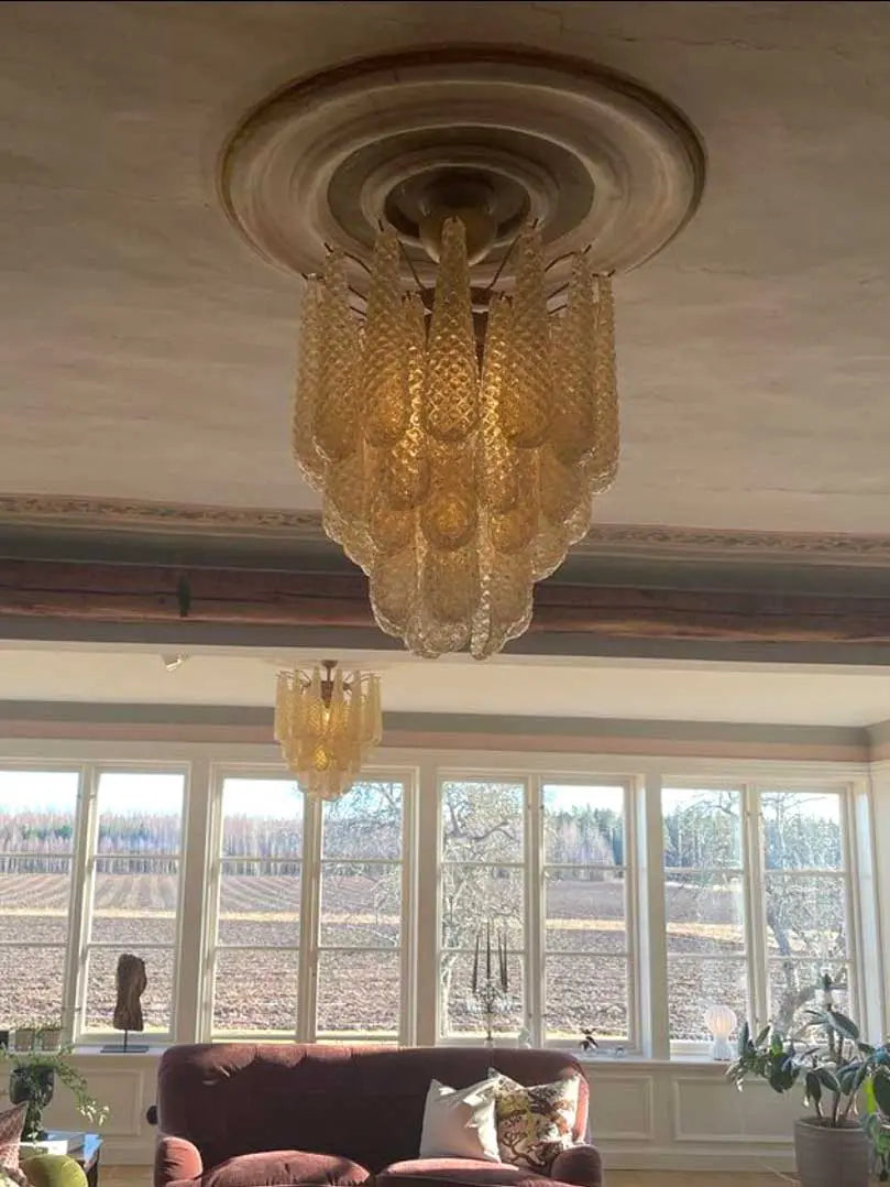 Murano Chandelier – Drop – 41 glasses – Amber - Zonesus