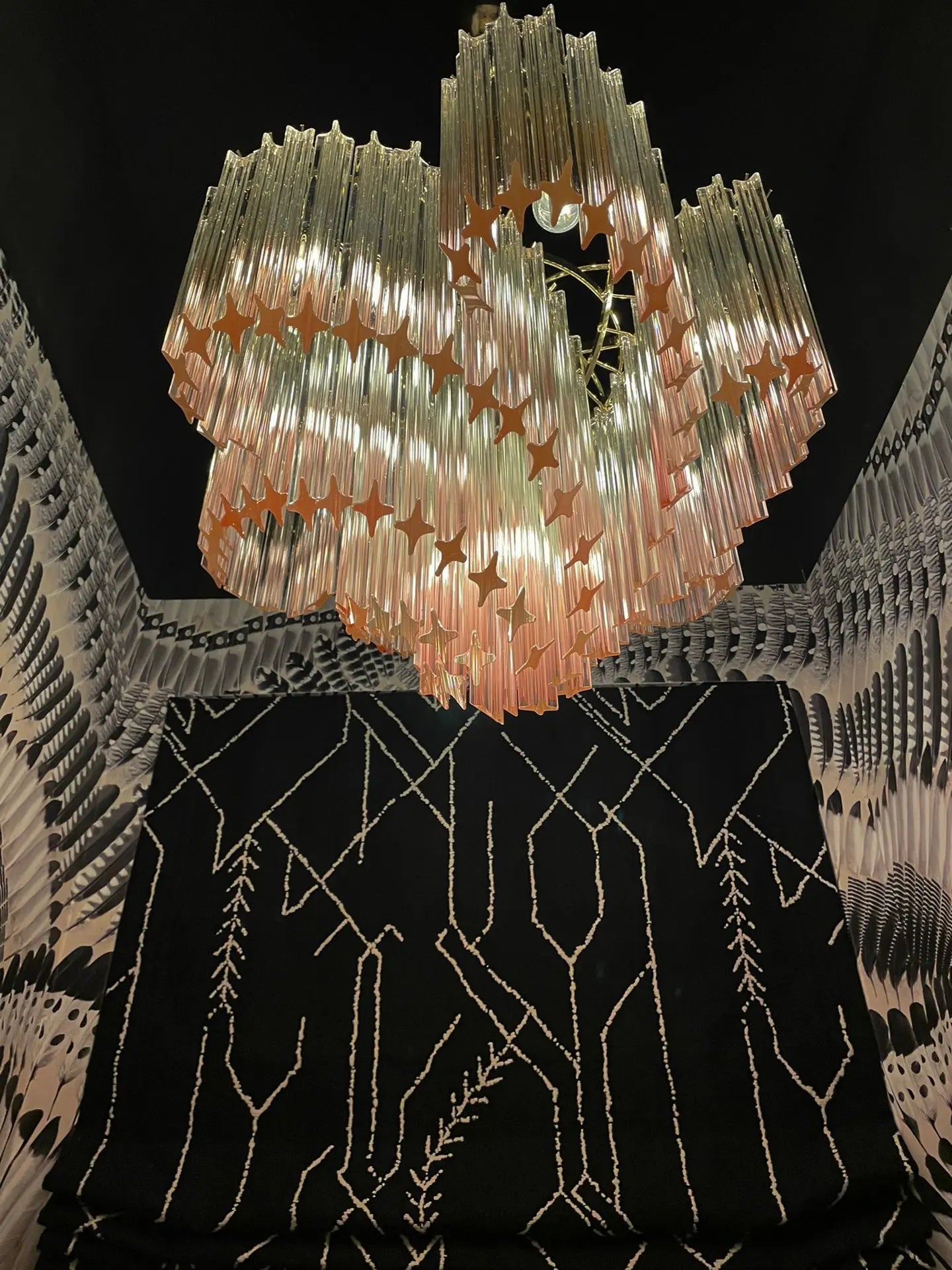 Murano Chandelier – Viennetta -114 prisms – Pink - Zonesus