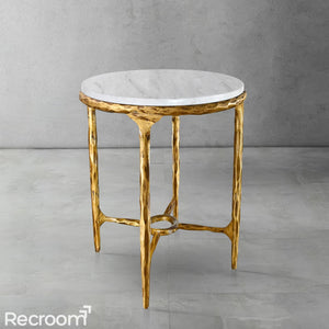 Thaddeo Round Marble Side Table 18" 22" - Zonesus