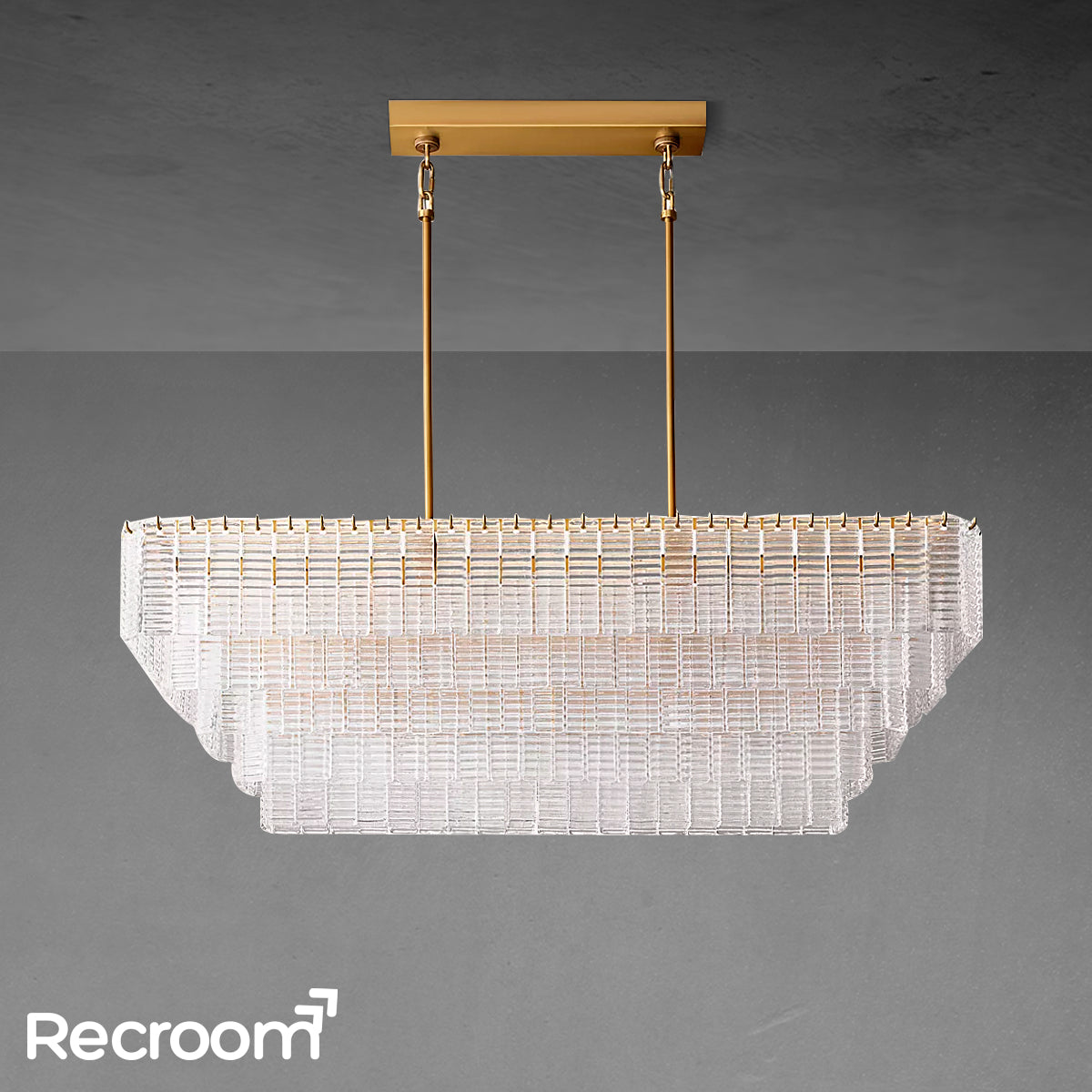 Sirena Clear Glass Rectangular Chandelier 59" - Zonesus