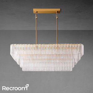 Sirena Clear Glass Rectangular Chandelier 59" - Zonesus