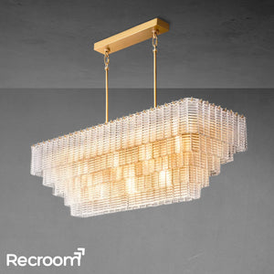 Sirena Clear Glass Rectangular Chandelier 59" - Zonesus
