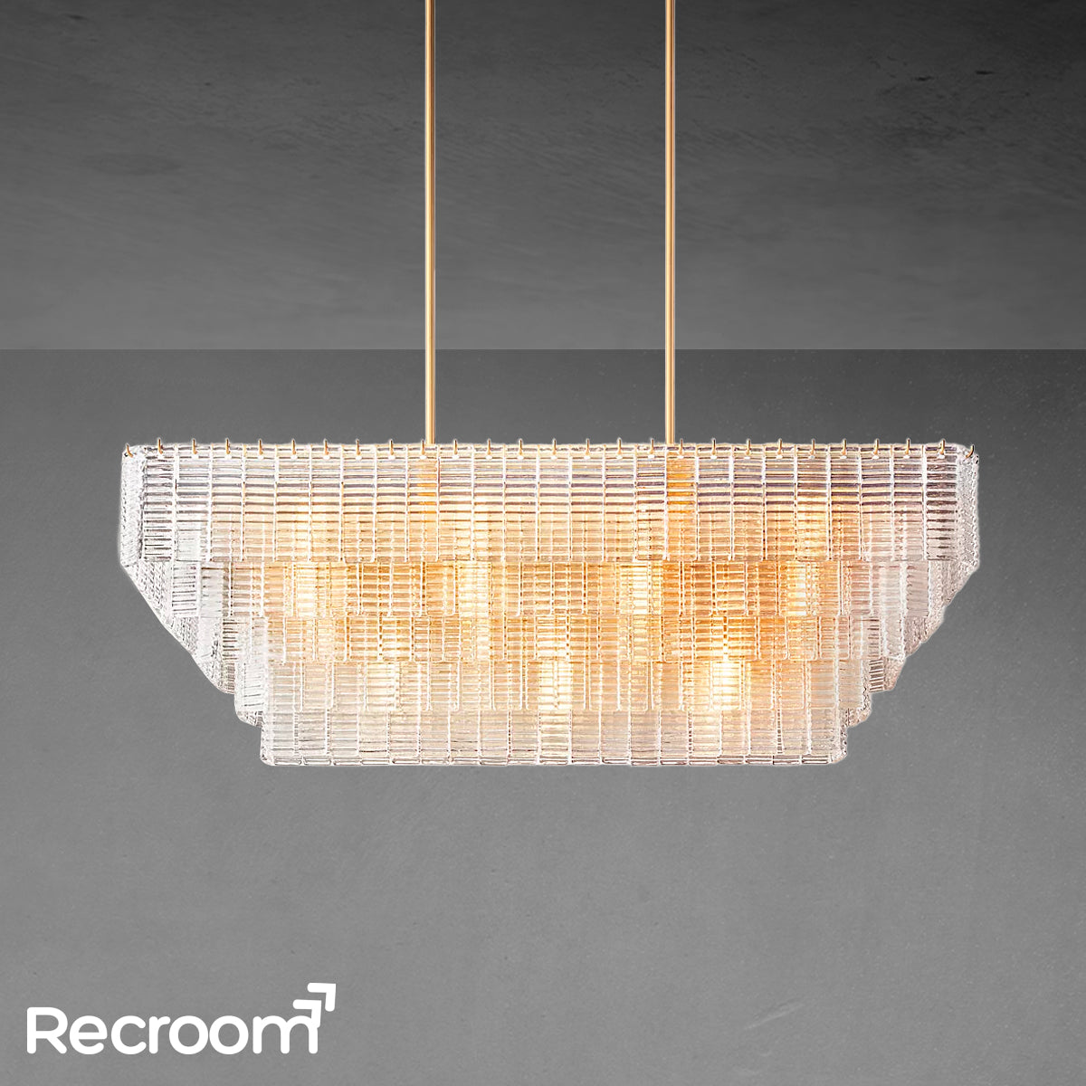 Sirena Clear Glass Rectangular Chandelier 59" - Zonesus