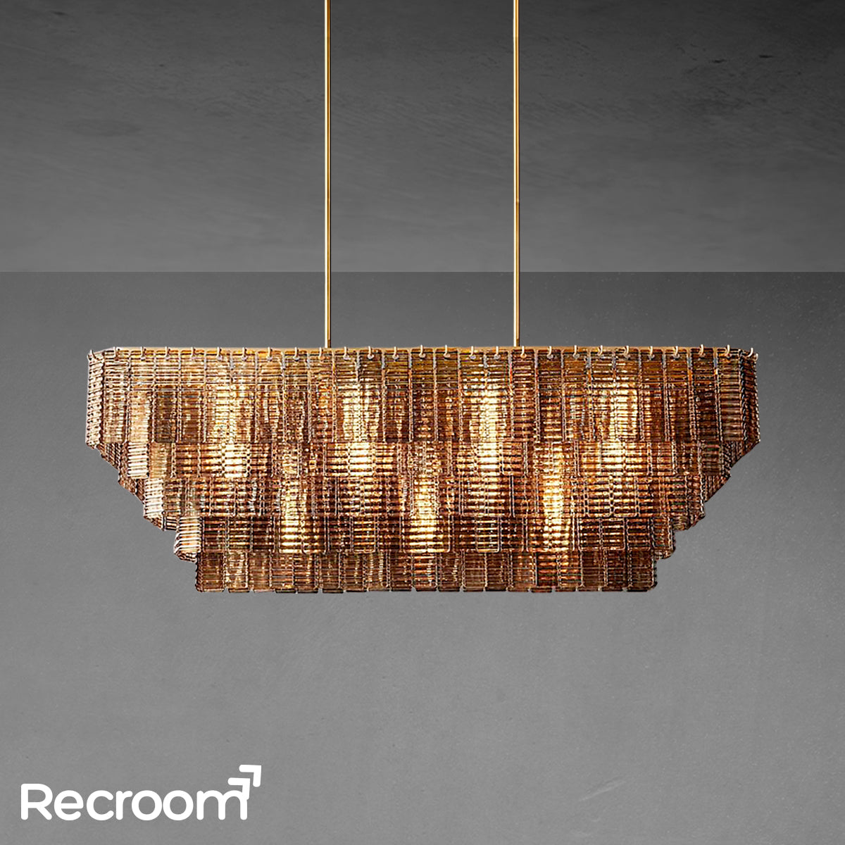 Sirena Clear Glass Rectangular Chandelier 59" - Zonesus