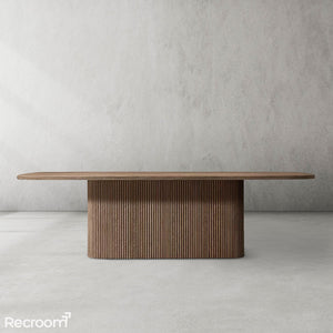 Muelho Pedestal Rectangular Wood Dining Table - Zonesus
