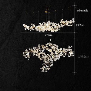 Modern Creative Ginkgo Ceramic Linear Chandelier - Zonesus
