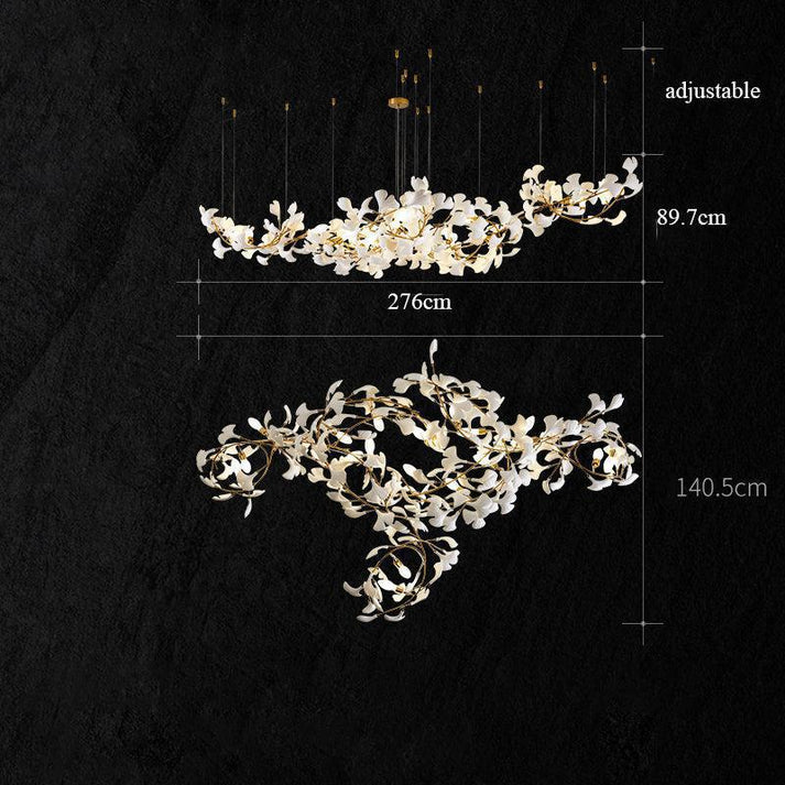 Modern Creative Ginkgo Ceramic Linear Chandelier - Zonesus