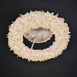 Cervine Round Clear Geode Quartz Crystal Ring Chandelier 24" - Zonesus