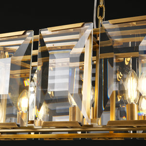 Harllow Multi Crystal Rectangular Chandelier 42“ 54” 62“ 74” - Zonesus