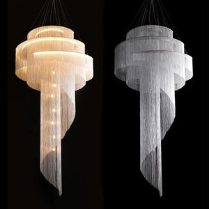 Alisa Luxury Aluminum Chain Tassel Ring Multilayer Chandelier - Zonesus