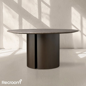 San Germani Round Stone Dining Table with Dauphine Base - Zonesus