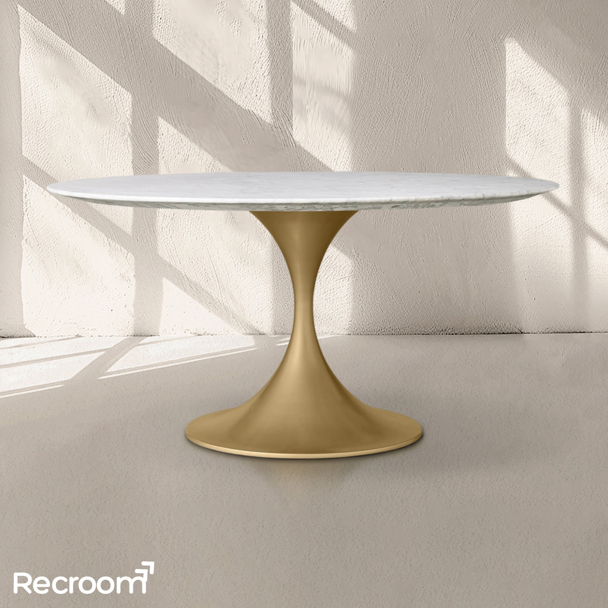 San Germani Round Stone Dining Table with Launette Base - Zonesus
