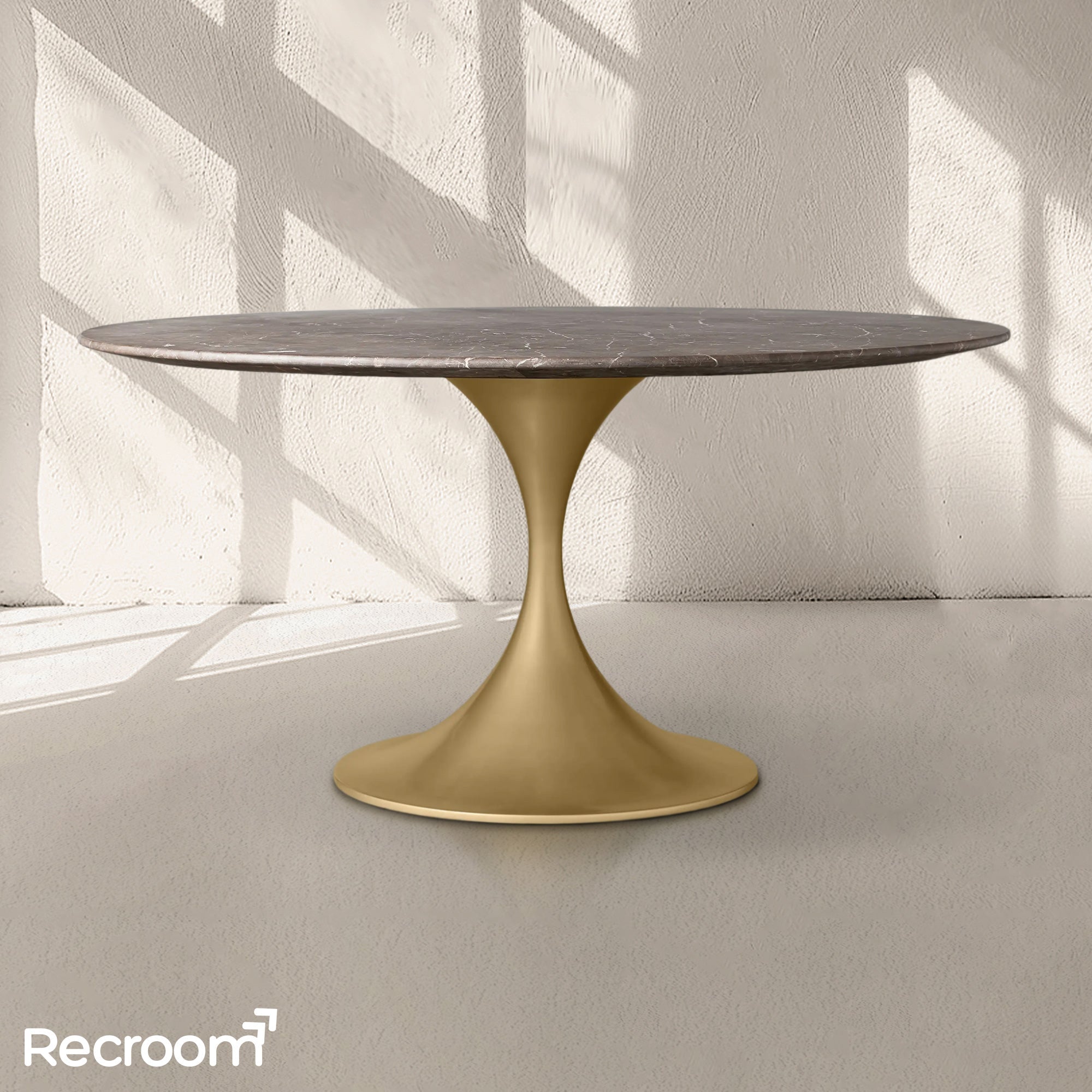 San Germani Round Stone Dining Table with Launette Base - Zonesus