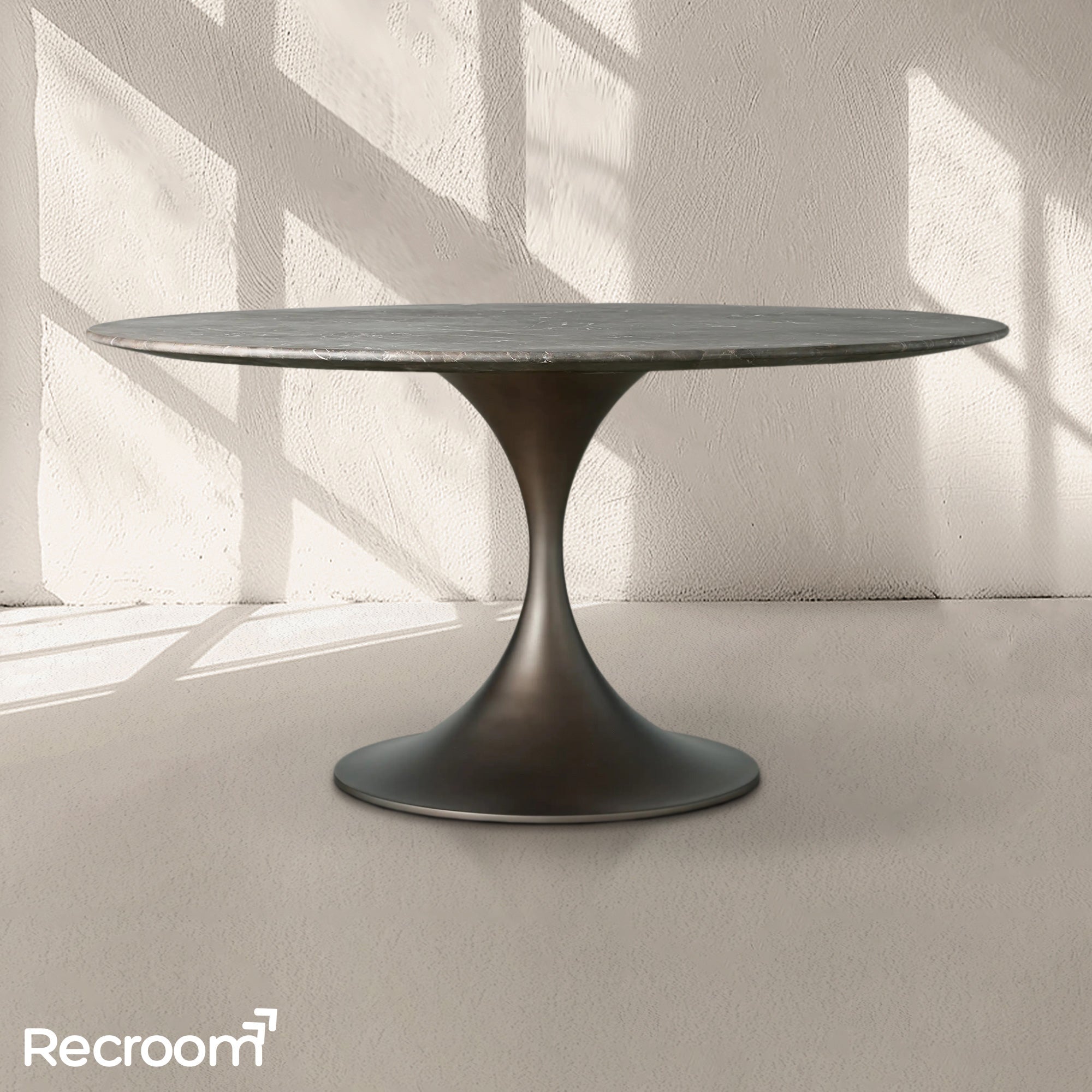 San Germani Round Stone Dining Table with Launette Base - Zonesus