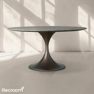 San Germani Round Stone Dining Table with Launette Base - Zonesus