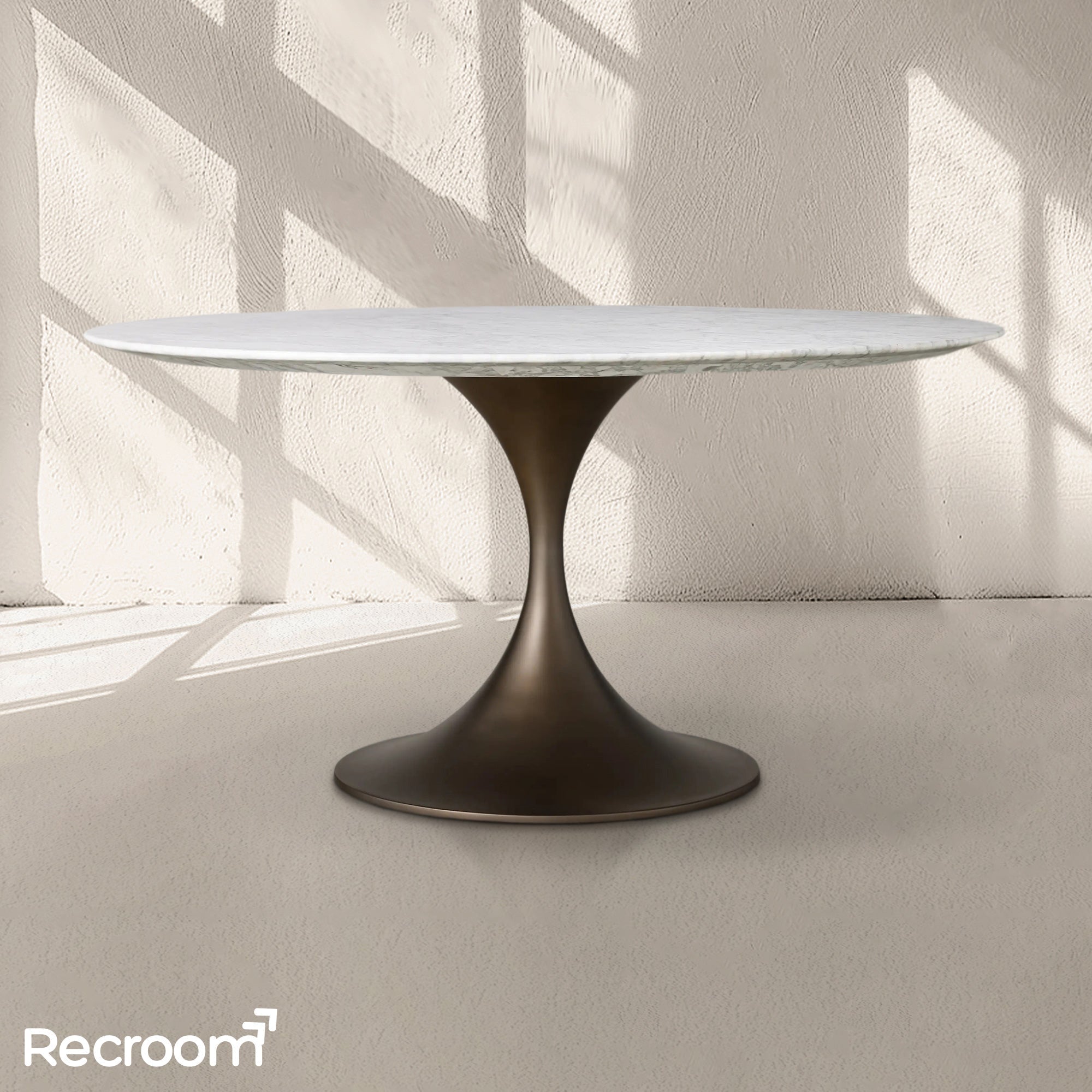 San Germani Round Stone Dining Table with Launette Base - Zonesus