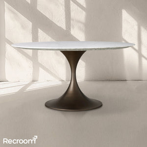 San Germani Round Stone Dining Table with Launette Base - Zonesus
