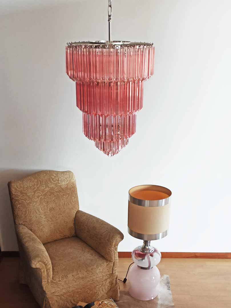 Murano Chandelier – 112 prisms – Pink - Zonesus