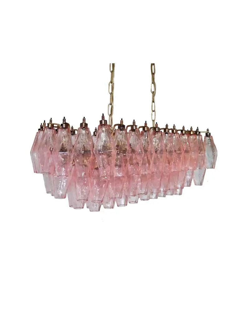 Murano Chandelier – Poliedri – 84 glasses – Pink - Zonesus