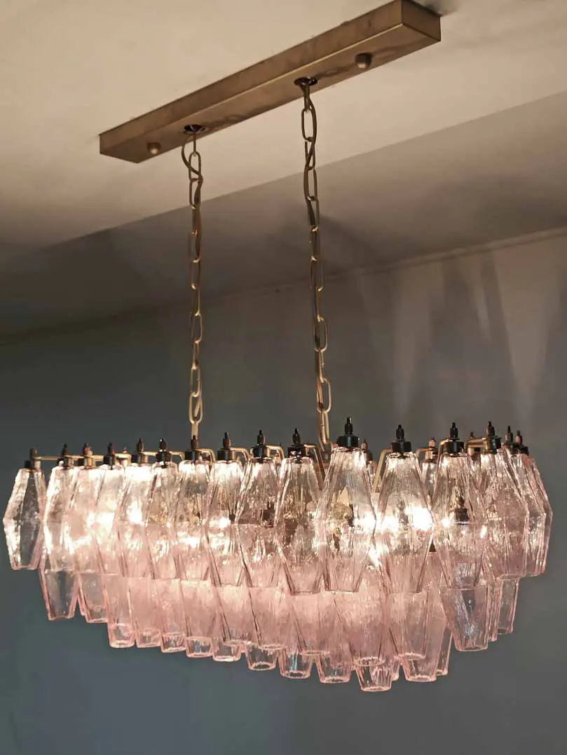 Murano Chandelier – Poliedri – 84 glasses – Pink - Zonesus